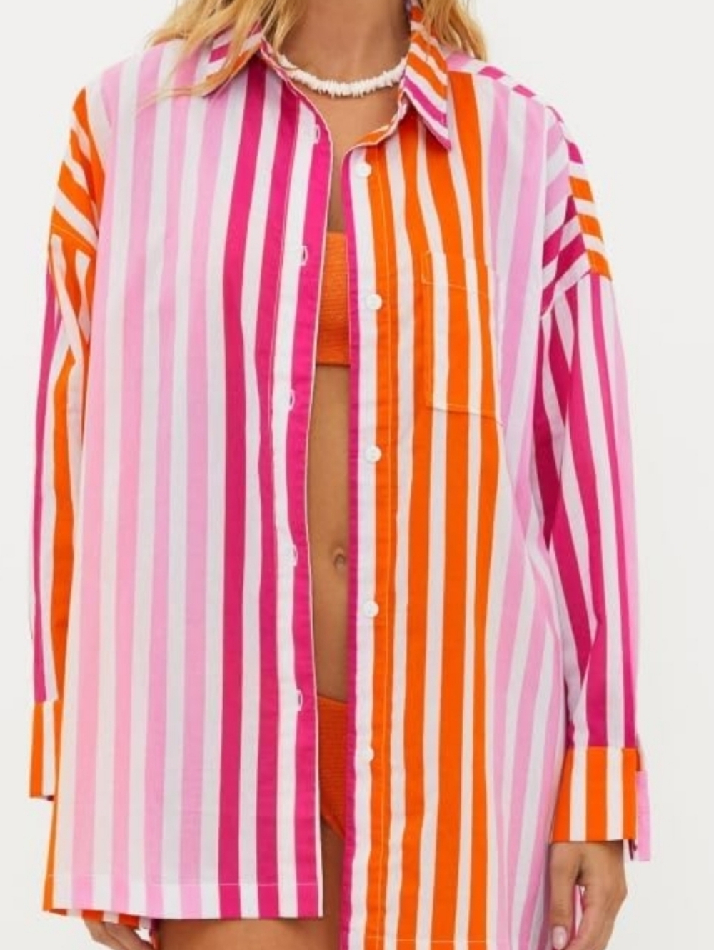 Beach Riot Alexa Striped Button Up Swim Coverup